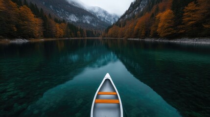 Tranquil Autumn Lakeside Canoe