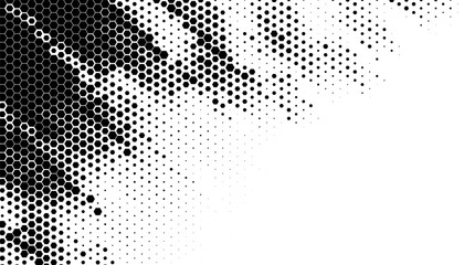 Black and white abstract transition pattern of hexagon shape. Halftone effect for sporty background and jersey design. Vector Format Illustration 