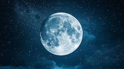 Obraz premium Enchanting Surreal Fantasy Concept Depicting Full Moon with Glittering Stars