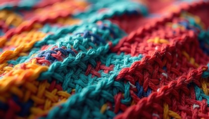 Close-up of a woven fabric with geometric motif , ethnic, fibers, high resolution