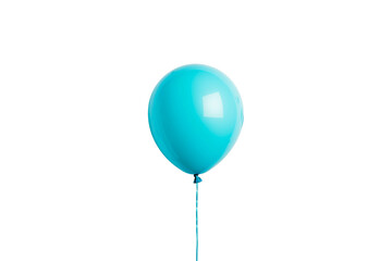 Glossy turquoise balloon isolated against black space, cut out transparent