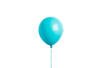 Glossy turquoise balloon isolated against black space, cut out transparent