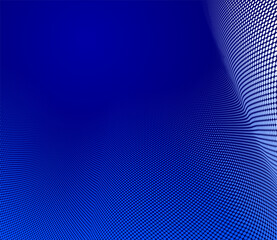 Dark blue dots in 3D perspective vector abstract background, multimedia internet information theme, wave stream of science technology or business blank template for ads.