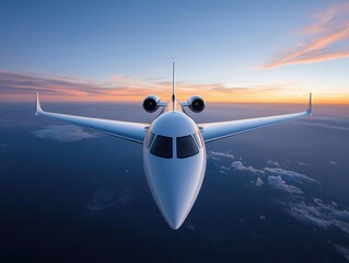Fototapeta premium Jet with ultrawide wingspan for efficient longrange flights, utilizing lightweight materials for fuel economy