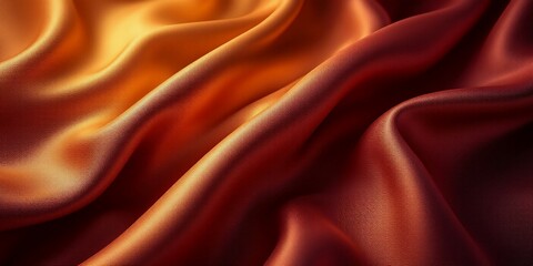 Fototapeta premium Smooth Satin Fabric with Orange Tones and Soft Pleats
