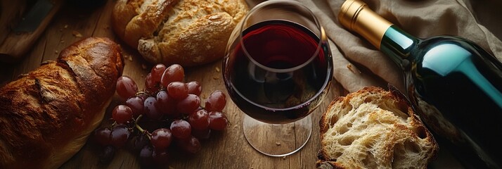 A mouthwatering arrangement of food and drinks on a table, ideal for a gourmet event or casual dining.