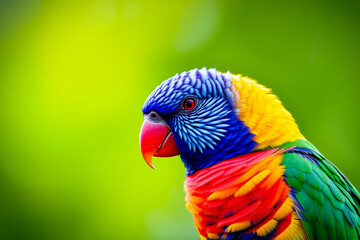 Obraz premium Vibrant Parrot Displaying Its Brilliant Colors and Exotic Plumage in a Lush Tropical Setting, Capturing the Beauty of Nature’s Brightest Avian Species