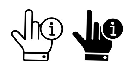 Hand with information icons collection