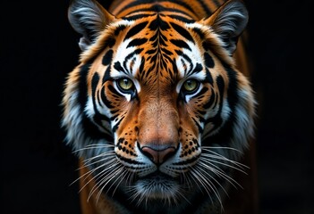 Fototapeta premium Majestic Bengal Tiger Close-Up with Intense Stare – Wildlife Photography