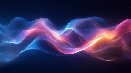 Abstract Colorful Sound Waves with Neon Glow on Dark Background