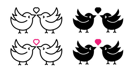 Lover birds icons collection