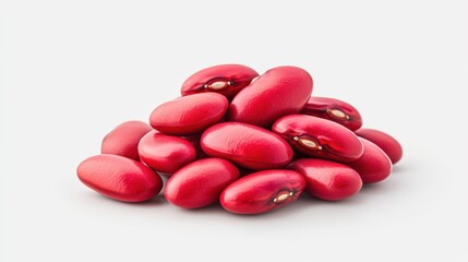 Vibrant Red Kidney Beans: A close-up shot of a pile of fresh, plump red kidney beans, showcasing their rich color and smooth texture, perfect for culinary and health-related visuals.