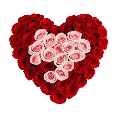A Valentine’s Day floral heart arrangement with soft pink and red roses, AI Generated