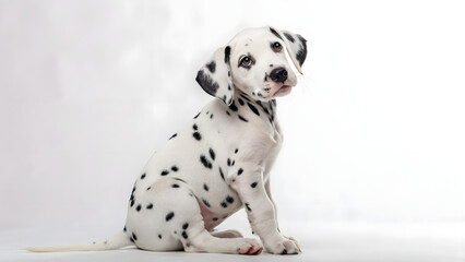 Adorable Dalmatian Puppy Sitting Calmly