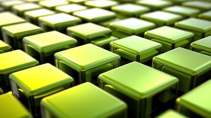 A Repeating Pattern Composed Of Shiny Green Square Cubes