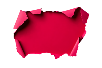 Red Paper Tear with Curled Edges, Abstract Background, cut out transparent