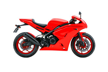 Stylish red motorcycle, vehicle, isolated, cutout, transparent