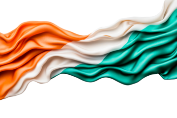 Ivory Coast flag silk fabric, orange white green, cut out transparent