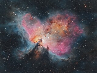 Obraz premium Cosmic Heart Nebula: Stellar Cloudscape.