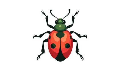 Fototapeta premium Ladybug eating aphids in a colorful garden background 