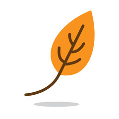 Orange Autumn Leaf Illustration with Minimalist Design on White Background