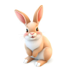 3d rendering of a cute easter bunny isolated on white background