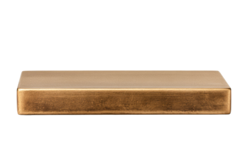 Gold metal bar element on black background, cut out transparent