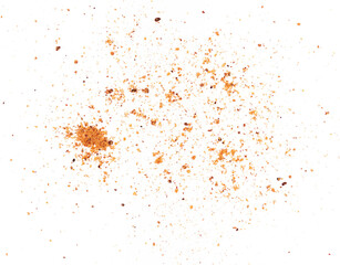 Nutmeg powder isolated on white background. Top view