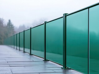 Fototapeta premium Detailed shot of a bridge s antifog glass barriers, using nanotechnology to ensure clear visibility in any weather
