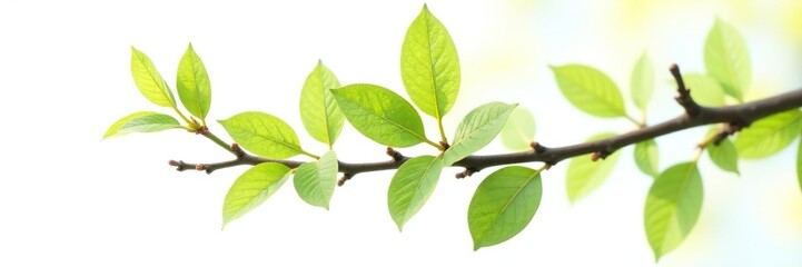 Fototapeta premium Branch isolated from leaves and twigs on white background, branch, texture, leaves
