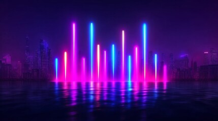 Modern 80s audio spectrum: sleek neon equalizer design for high fidelity music visuals