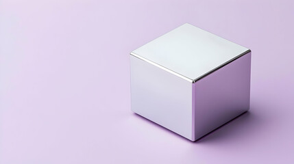Silver Gift Box On Light Purple Background