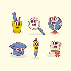 stationary magnifying globe graduation pen paper grade groovy character