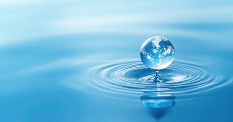 Water Drop with Earth Inside Conveying Ecology Concept for World Day
