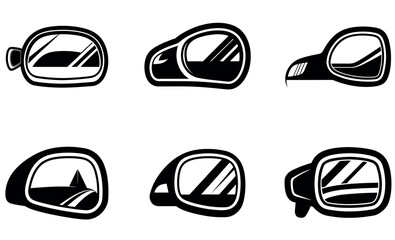 Simple Black and White Car Side Mirror Illustrations