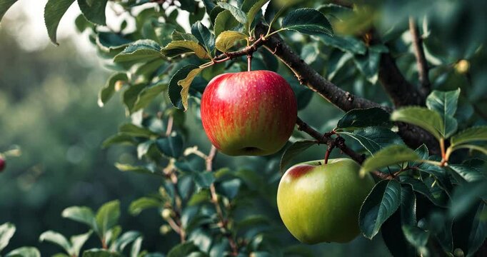 Apple (Malus domestica), on the tree branch