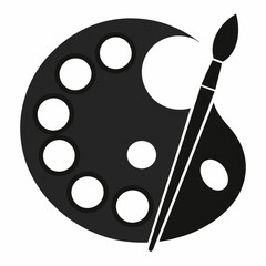 palette with brushes and paints