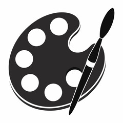 palette with brushes and paints