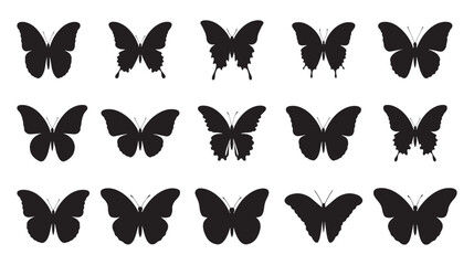 Elegant Black and White Butterfly Silhouettes in Minimalist Style