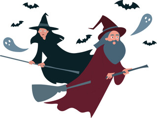 Halloween, Witch Wizard Flying