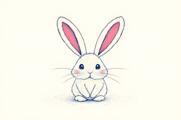 Obraz premium Cute White Bunny Illustration.