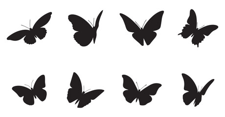 Elegant Black and White Butterfly Silhouettes in Minimalist Style