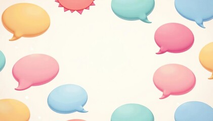 Seamless pastel speech bubble pattern on white background , trendy, abstract, pattern