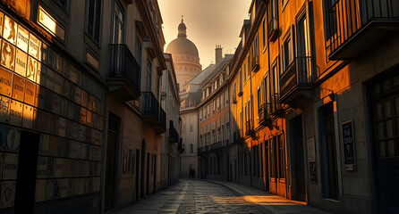 Fototapeta premium Golden Hour Street Photography – Vintage European and Latin Townscapes