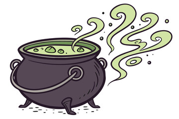 14 Magical cauldron, green glowing potion, swirling mist, black ceramic pot, ornate handles, bubbling liquid, eerie atmosphere, fantasy alchemy, vibrant neon green, dark contrasts, mysterious brew, hi