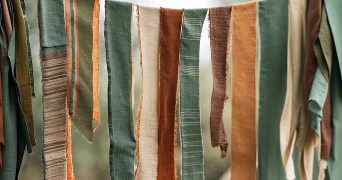 A colorful fabric ornament in soft pastel shades.