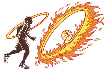 15 fire ring, circular flame, burning hoop, intense orange and yellow flames, dynamic fire motion, fiery portal, heat energy, blazing circle, ethereal fire element, abstract fire art, white background