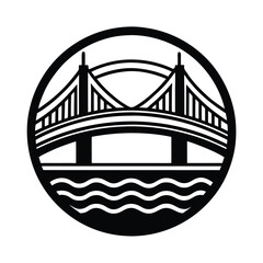 sea bridge linocut icon vector.eps
