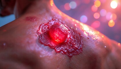 Fototapeta premium Red Sphere on Human Skin Medical Illustration