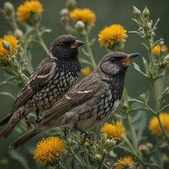 Fototapeta premium blackbird on a flower